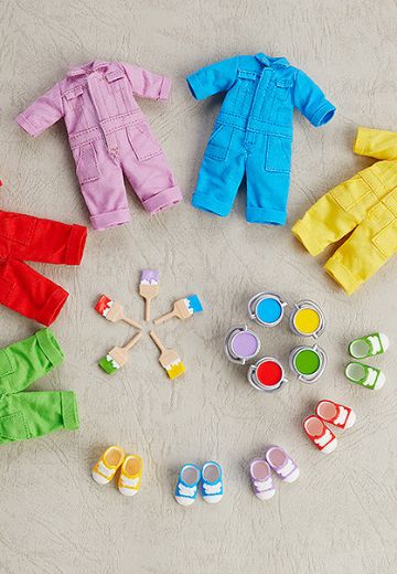 黏土娃 服裝套组 彩色工作服：红色/蓝色/黄色/黃绿色/紫色