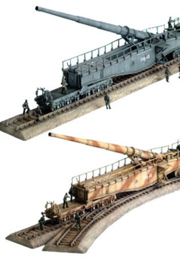 1/144 WW.II 德军 280mm K5E 列车砲“LEOPOLD”（装甲灰+暗黄色） 2辆套装  | Hpoi手办维基