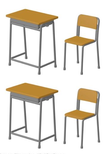 学校的书桌和椅子