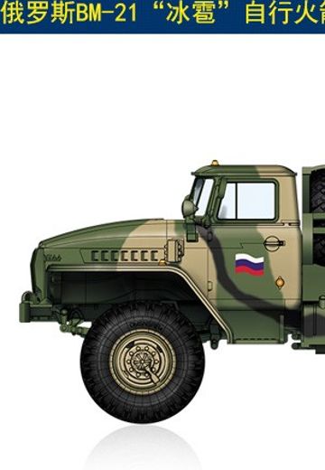 编号：82932  1/72 装甲车辆系列 俄罗斯BM-21“冰雹”自行火箭炮后期型