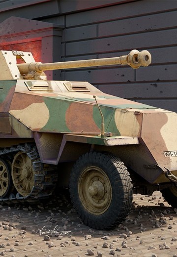 编号:00943 1/16 装甲车辆系列 Sd.Kfz 251/22D半履带自行反坦克炮 | Hpoi手办维基