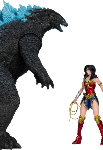 DC多元宇宙正义联盟 神奇女侠对决原子吐息哥斯拉 可动人偶 双人套装