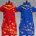 粘土娃 服装套装 旗袍（红色/蓝色）