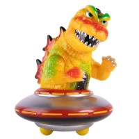 哥斯拉 UFO 软胶人偶 - 宇宙人入侵复古版 3D 复古独家 Mondo Sofubi
