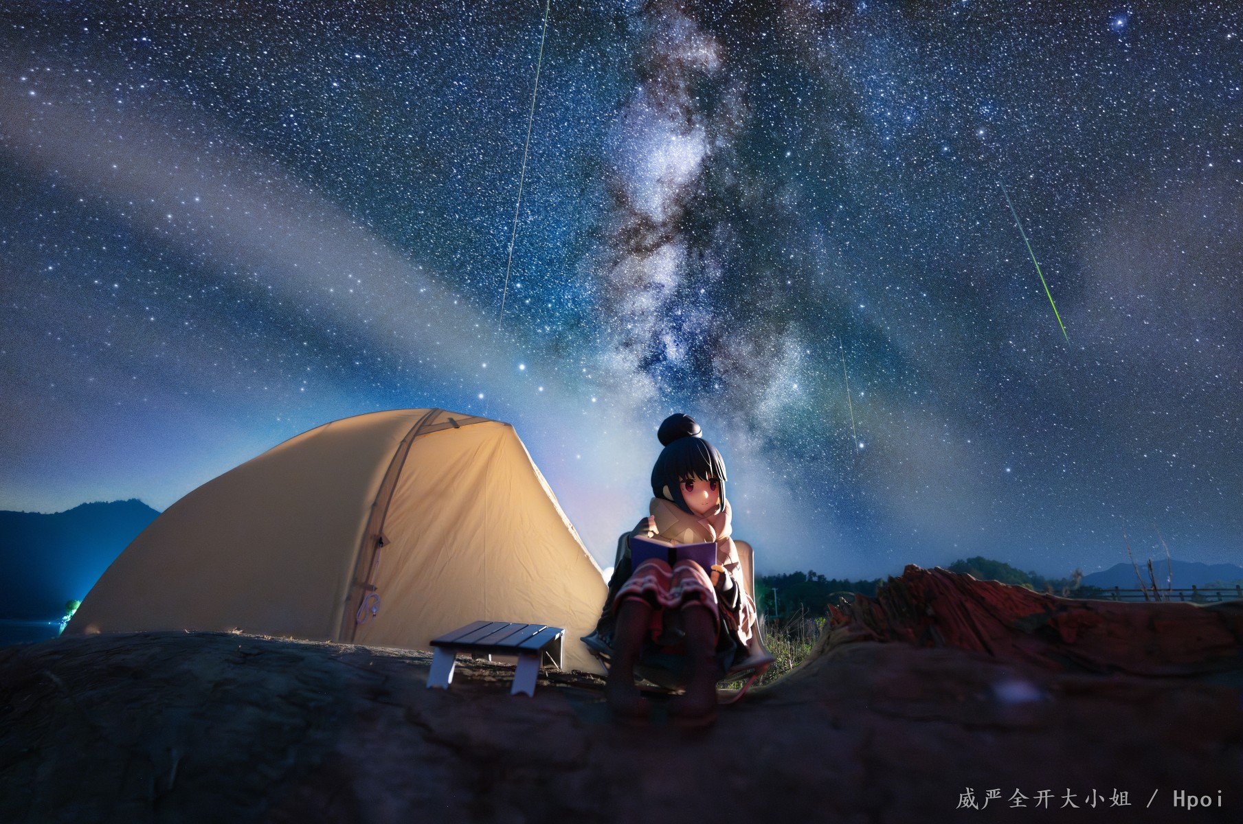 【外拍】流星夜与单人露营少女