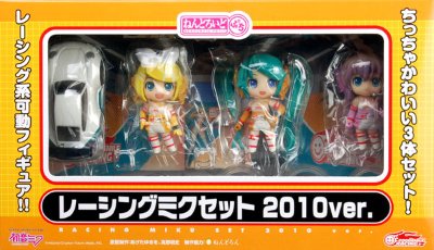 【修正デカール付き】 迷你黏土人 赛车初音SET 2010 Ver. （プルバックカー：白色） （ニコニコ直販限定販売）