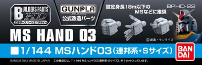 ビルダーズパーツHD 1/144 MSハンド03 （連邦系・Sサイズ）