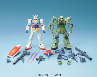 HGUC 1/144 	机动战士高达 	RX-78-2 高达 ＆ MS-06F 扎古II ＆ FF-X7 核心战机