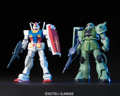 HGUC 1/144 	机动战士高达 	RX-78-2 高达 ＆ MS-06F 扎古II ＆ FF-X7 核心战机