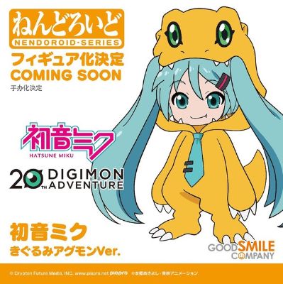 粘土人#1439  初音未来 数码宝贝20周年 亚古兽布偶装