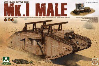 1/35 WWI 英国 重型坦克 Mk.I 雄性  Sponson 起重机＆拖车