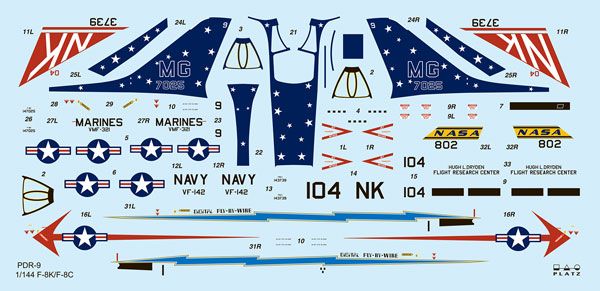 1/144 F-8K/C 十字军‘地狱天使 / NASA’(2机套装) 