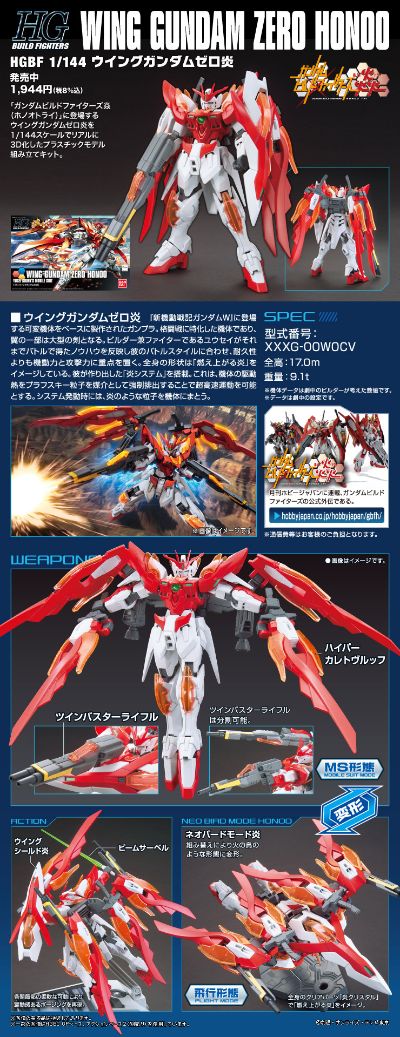 HGBF 高达创战者炎TRY 零式飞翼高达炎