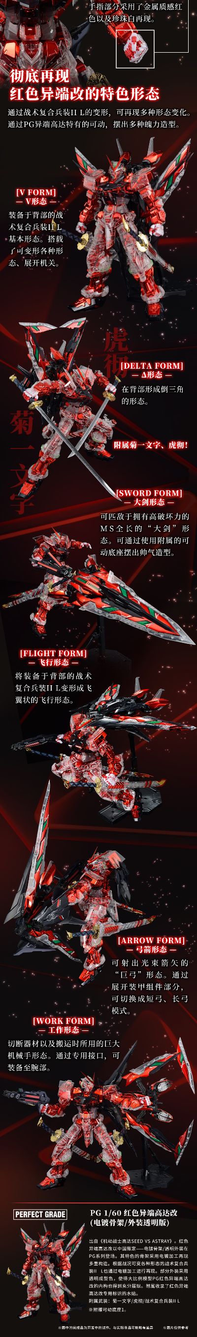 中国限定 PG 机动战士高达SEED ASTRAY 异端高达红色机改(电镀骨架/外装透明版)