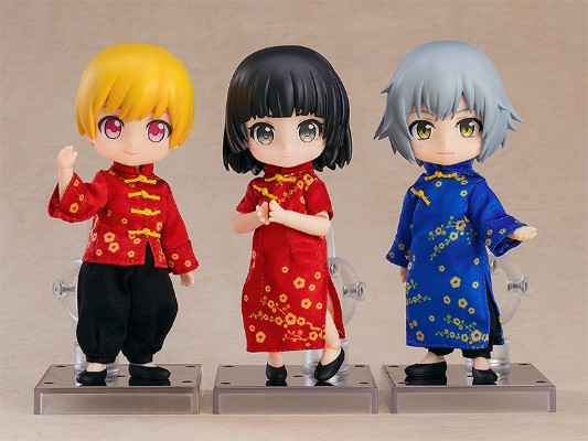粘土娃 服装套装 长款唐装(红色/蓝色)