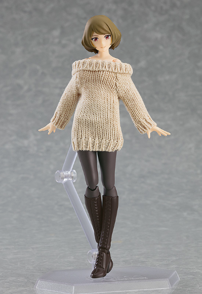figma#574 女性素体 （千秋）与 露肩毛衣连衣裙