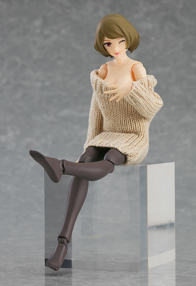 figma#574 女性素体 （千秋）与 露肩毛衣连衣裙