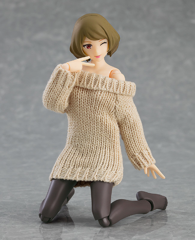 figma#574 女性素体 （千秋）与 露肩毛衣连衣裙