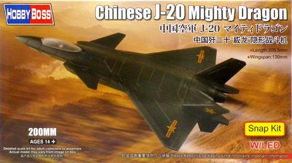 No.81902 200mm飞机 中国空军 J-20 威龙 隐形战斗机-简装版