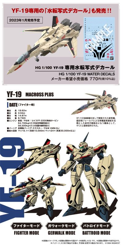 HG 超时空要塞PLUS YF-19专用水贴