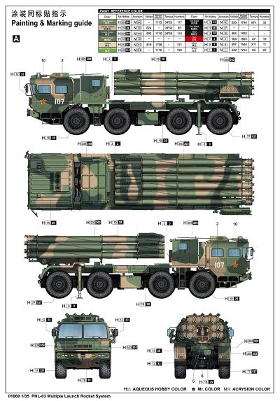 编号：01069 1/35装甲车辆系列 中国 PHL-03多管火箭炮