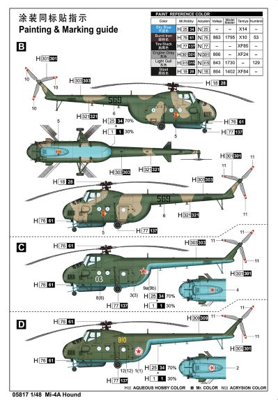 编号：05817 1/48 军用飞机系列 俄罗斯 米-4A“猎犬”直升机