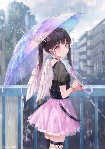 打开雨伞 收起翅膀 心羽