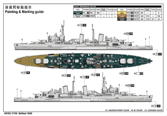 编号：06702  1/700 世界战舰系列  英国皇家海军“贝尔法斯特”轻型巡洋舰 1959年