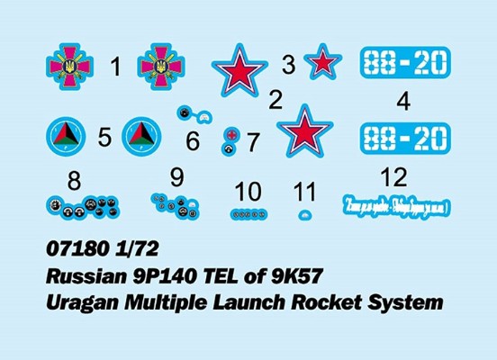 编号:07180 1/72 装甲车辆系列 俄罗斯9K57“飓风”自行多管火箭炮