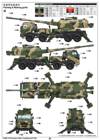 编号：01085 1/35 装甲车辆系列 俄罗斯 2S35-1 联盟-SV KSh车载榴弹炮