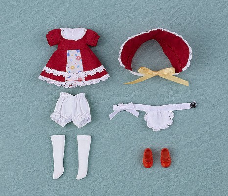粘土娃 服装套组 复古连身裙（红色/黑色）