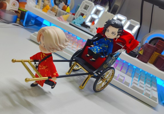 粘土娃 服装套装 长款唐装(红色/蓝色)