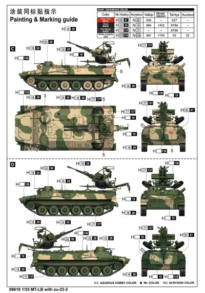 编号:09618 1/35 装甲车辆系列 俄罗斯MT-LB装甲运输车搭载Zu-23-2高炮