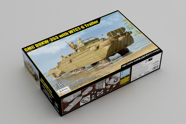 编号:63539 1/35 装甲车辆系列 GMC DUKW-353两栖运输车带WTCT-6半挂车