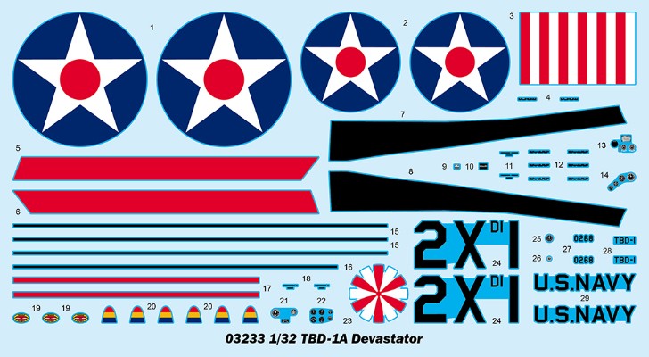 编号：03233 1/32 军用飞机系列 美国TBD-1A“蹂躏者”水上鱼雷攻击机