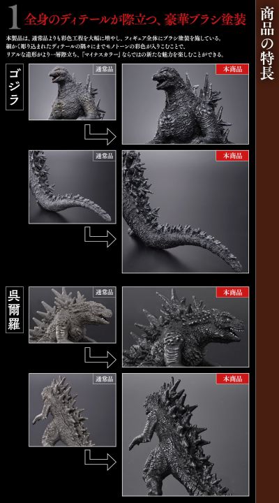 电影怪兽系列  哥斯拉-1.0 哥斯拉+吴尔罗（传说哥斯拉） 黑白配色