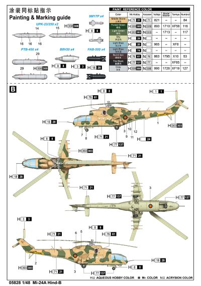 编号：05828 1/48 军用飞机系列 米-24A“雌鹿B”武装直升机