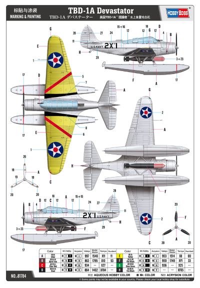 编号:81784 1/48 军用飞机系列 美国TBD-1A“蹂躏者”水上鱼雷攻击机