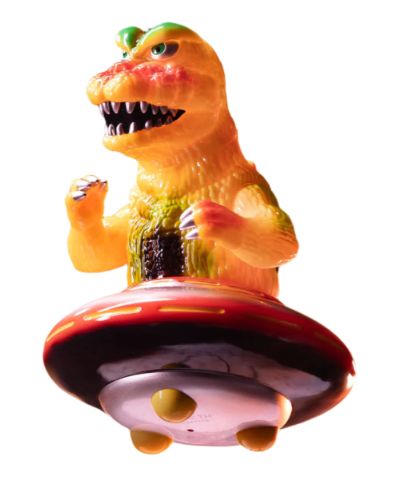 哥斯拉 UFO 软胶人偶 - 宇宙人入侵复古版 3D 复古独家 Mondo Sofubi