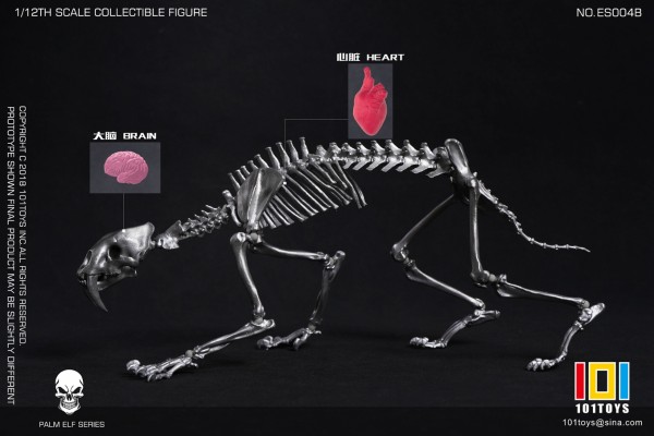 NO.ES004B 掌上精灵系列 剑齿虎骷髅骨架素体-银色版