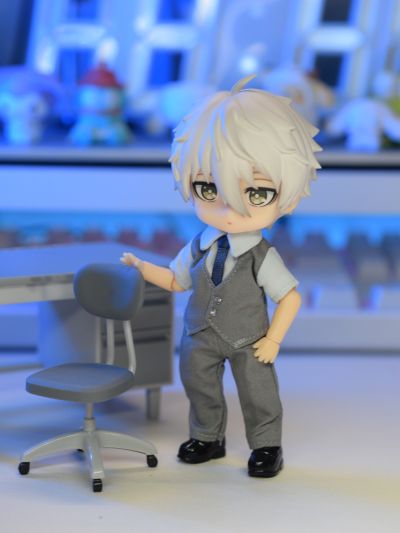 粘土人服装套装 灰色西装