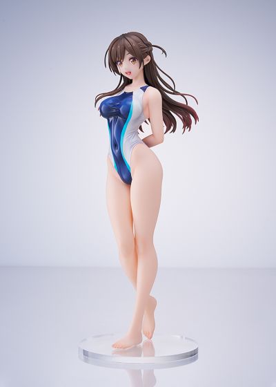 租借女友 水原千鹤 水色线条竞技泳装