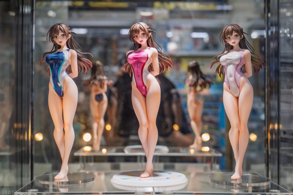 租借女友 水原千鹤 水色线条竞技泳装